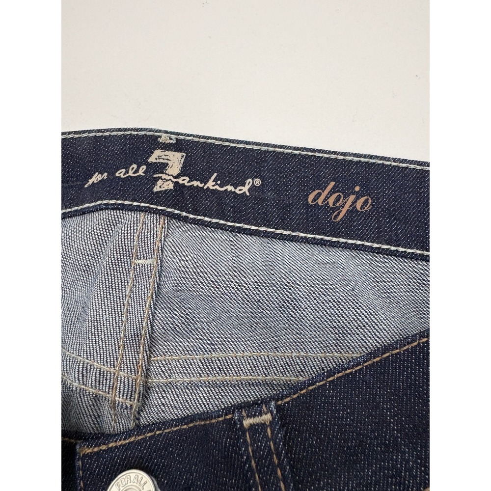 7 For All Mankind Dojo Wide Flare Leg Jeans Size 28 Dark Indigo Cotton 7FAM - Picture 8 of 10